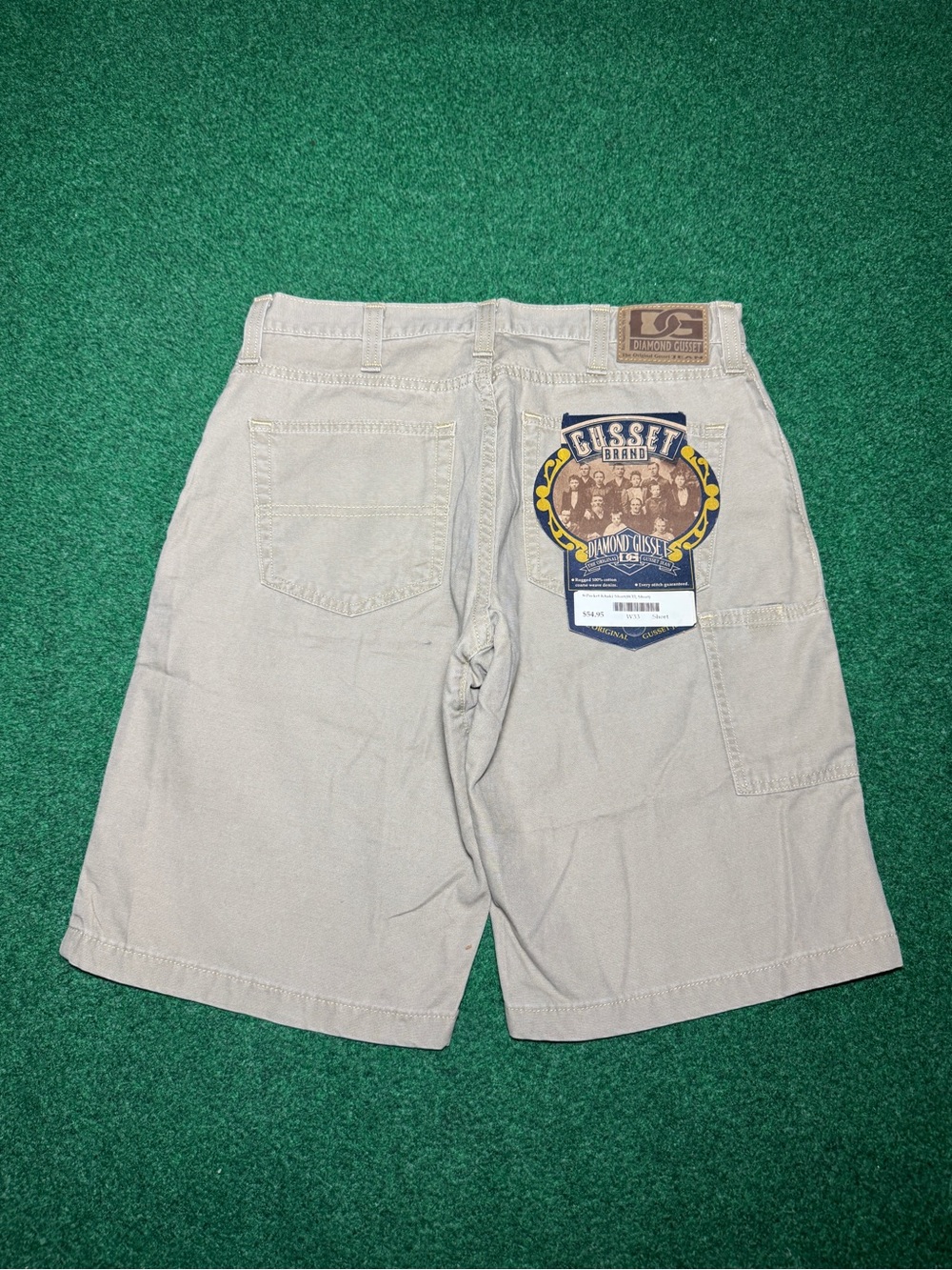 Diamond Gusset Vintage Shorts Biege Khaki 33 11” New With Tags 90s
